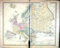 Old Print Harrow Map 1880 Europe Britain France Russia Italy Spain Turkey 19th