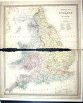 Original Old Antique Print Harrow Physical Map England Wales Isle Man 1880 19th