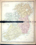 Old Print Harrow Map 1880 Ireland Ulster Munster Waterford Dublin Belfast 19th