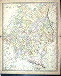 Old Antique Print Harrow Map 1880 Russia Europe Kherson Astrakhan Poltava 19th