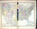 Antique Old Print Harrow Map 1880 United States North America Florida Cuba 19th