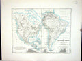 Old Antique Print Johnston Map 1856 Mountain Chains North South America 19th
