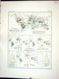 Old Johnston Map 1856 Geographical Distribution Reptiles Serpents Wor Victorian