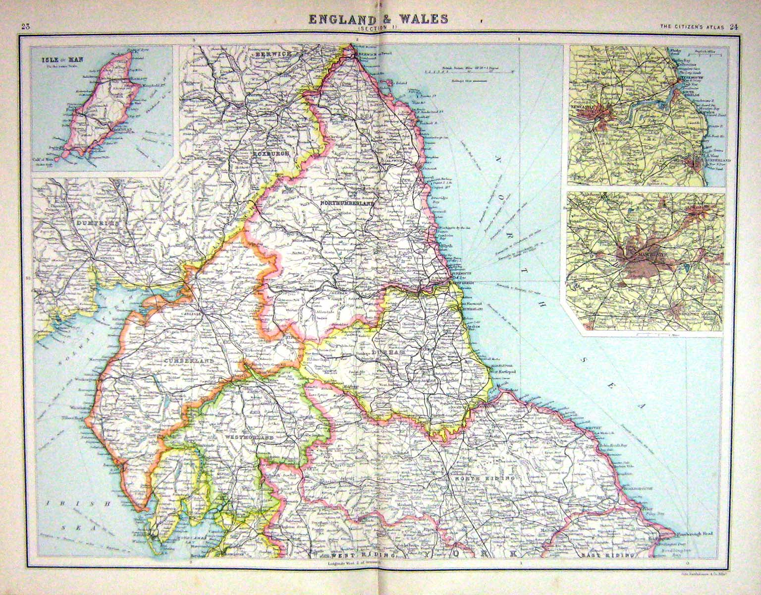 Old England Wales Manchester Newcastle Isle Man North Sea Bartholomew