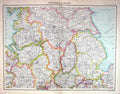 Old Bartholomew Map C1900 England Wales Nottingham Stafford Lancashir Victorian