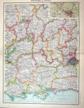 Old Bartholomew Map C1900 England Hampshire Somerset Dorset Isle Wigh Victorian