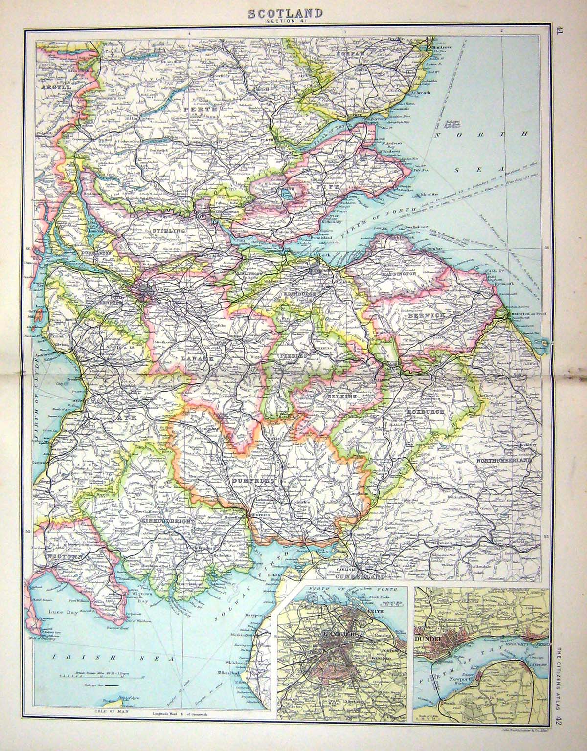 Old Bartholomew Map C1900 Ireland Belfast Dublin Limerick Cork London Victorian