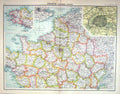 Old Bartholomew Map C1900 France Paris English Channel Guernsey Jerse Victorian