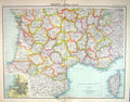 Old Bartholomew Map C1900 France Corsica Marseilles Gulf Lion Mediter Victorian