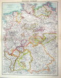 Old Bartholomew Map C1900 Western Germany Europe Cologne Leipzig Prus Victorian