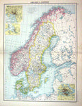 Old Bartholomew Map C1900 Sweden Norway Jutland Stockholm Gulf Bothni Victorian