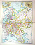 Old Bartholomew Map C1900 Russia Europe Moscow St. Petersburg Black S Victorian