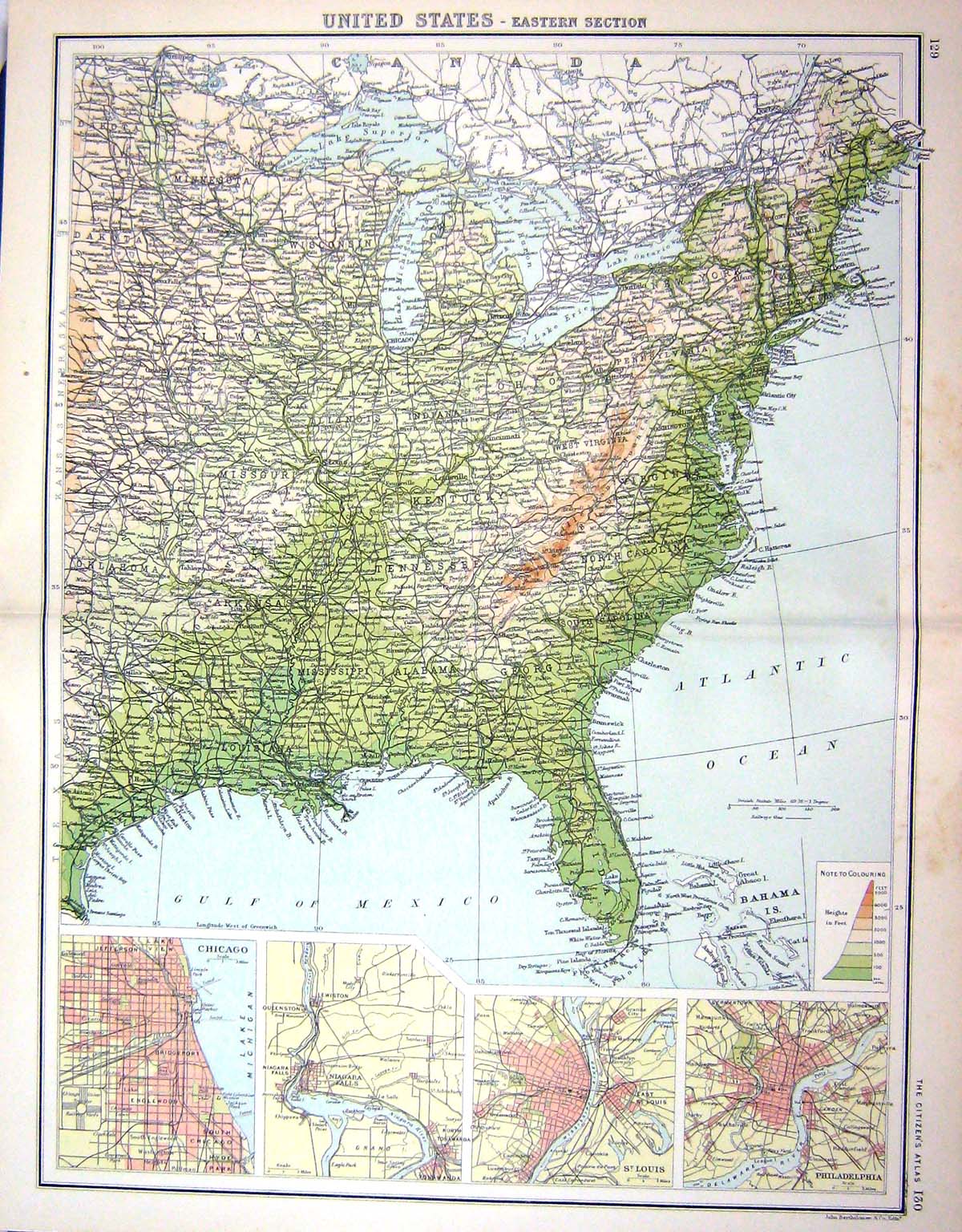 Old Bartholomew Map C1900 United States America Gulf Mexico Louis Phi Victorian
