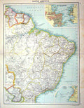 Old Bartholomew Map C1900 South America Rio De Janeiro San Salvador P Victorian