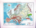 Antique Old Print Johnston Map 1898 Physical Europe England Wales Isle Man 19th
