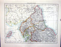 Old Antique Print Johnston Map 1898 North England Wales Bristol Channel 19th