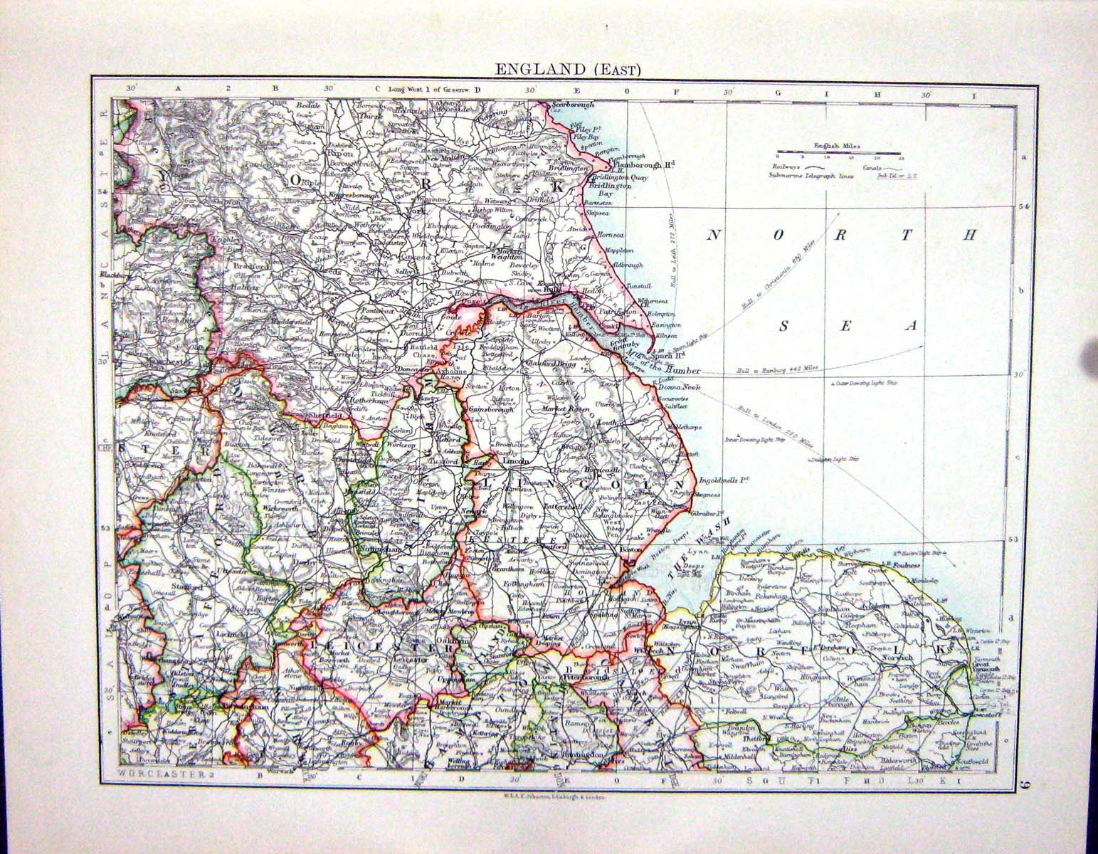Old East England Land'S End Cornwall Scilly Islands Johnston Map 1898 Victorian
