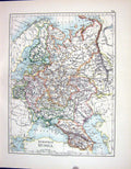 Antique Old Print European Russia Baltic Sea Denmark Sweden Johnston Map 1898