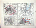 Old Johnston Map 1898 Plan Paris Geneva Brussels Amsterdam Copenhagen Victorian