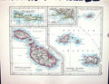 Old Johnston Map 1898 Maltese Channel Islands Crete Iceland Baltic Jo Victorian