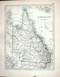 Antique Old Print Johnston Map 1898 Queensland Australia Arnhem Land Adelaide