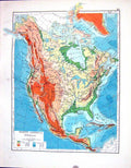 Old Johnston Map 1898 Physical North America Canada Hudson Bay Superi Victorian