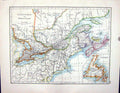 Old Antique Print Johnston Map 1898 Canada Newfoundland Manitoba Ontario 19th