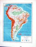 Old Physical South America Johnston Map 1898 Colombia Ecuador Galapag Victorian