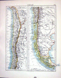 Old Johnston Map 1898 Chile South America Uruguay Paraguay Argentina Victorian