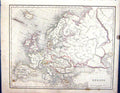 Old Antique Print Chambers Map 1855 Europe Iceland Russia Austria Italy 19th