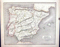 Old Print Chambers Gellatly Map 1855 Spain Portugal Majorca Minorca Ibiza 19th