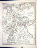 Old Antique Print Chambers Gellatly Map 1855 Germany Wirtenberg Stuttgard 19th