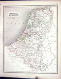 Old Chambers Gellatly Map 1855 Holland Belgium Antwerp Flanders Namur Victorian