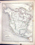Antique Print Chambers Gellatly Map 1855 North America Mexico Florida Cuba 19th
