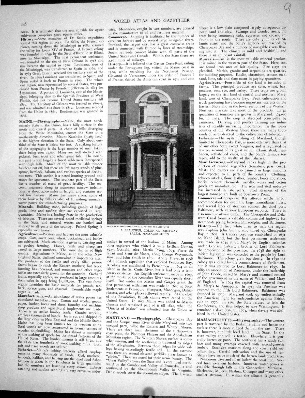 Antique Print Collier Photograph 1936 Colonial Doorway Salem Massachusetts 20th
