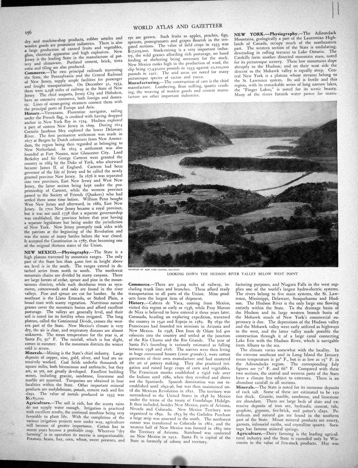 Antique Old Print Mountains Hudson River Valley America Railway Collier 1936