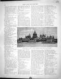 Old Print Collier 1936 Parliament Buildings Budapest Hungary Danube River 20th