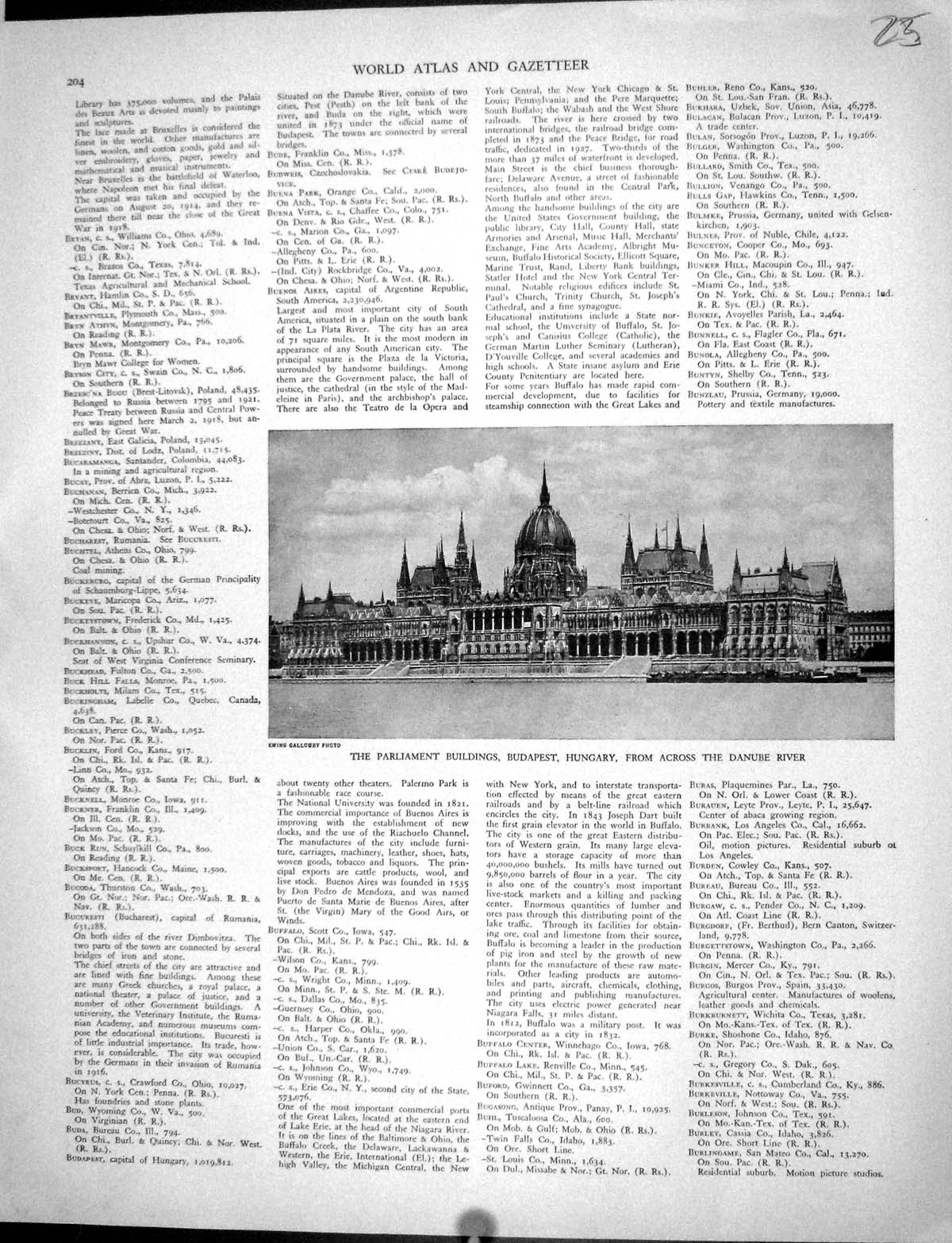 Old Print Collier 1936 Parliament Buildings Budapest Hungary Danube River 20th