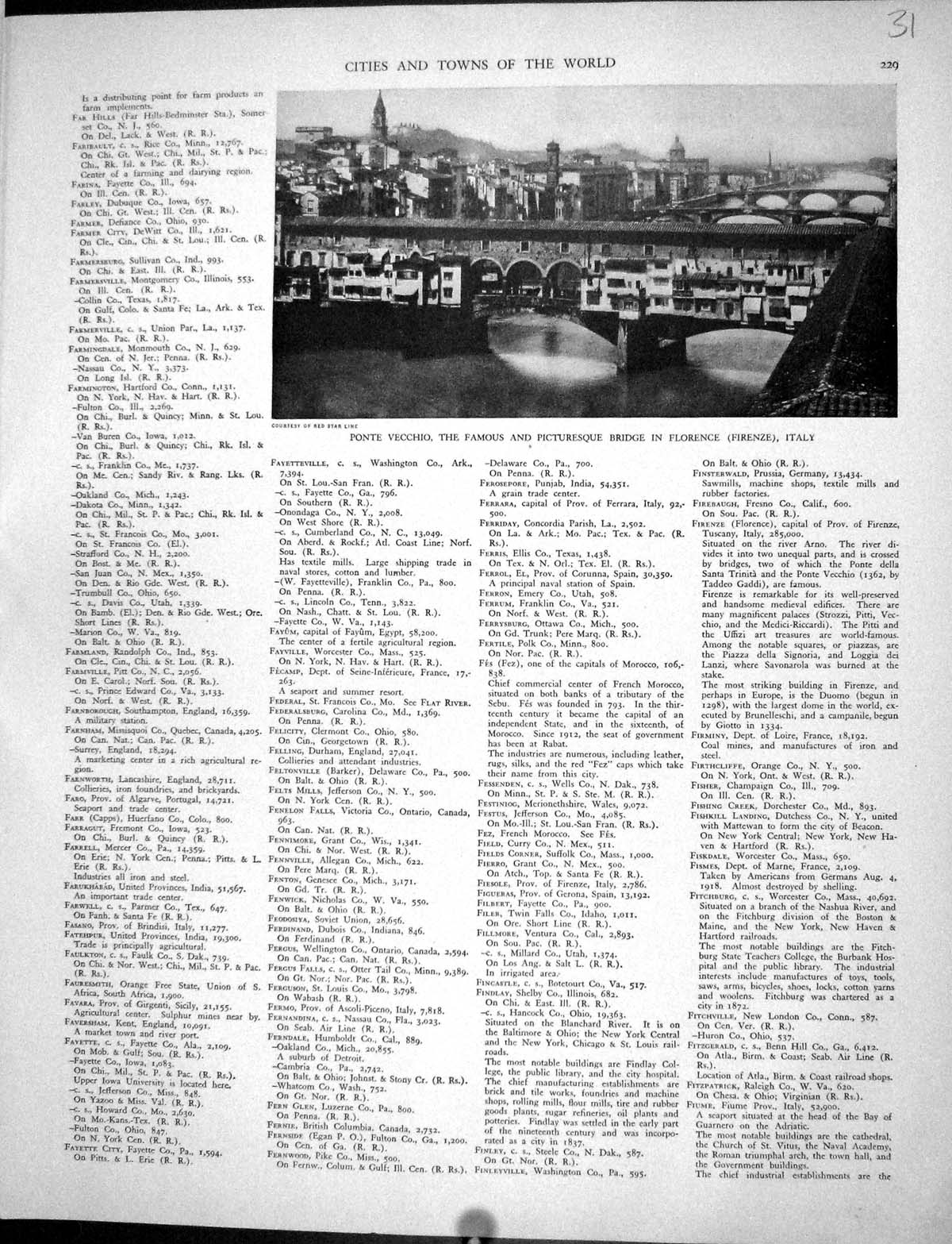 Antique Old Print Collier 1936 Ponte Vecchio Bridge Florence Firenze Italy 20th