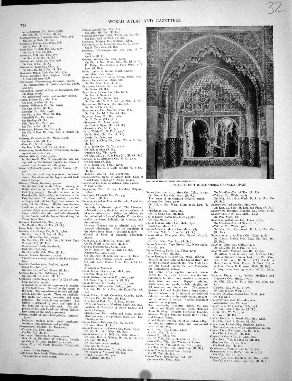 Antique Old Print Collier 1936 Interior Alhambra Granada Spain Architecture