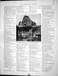 Antique Old Print Collier 1936 Quebec Canada Chateau Frontenac Architecture