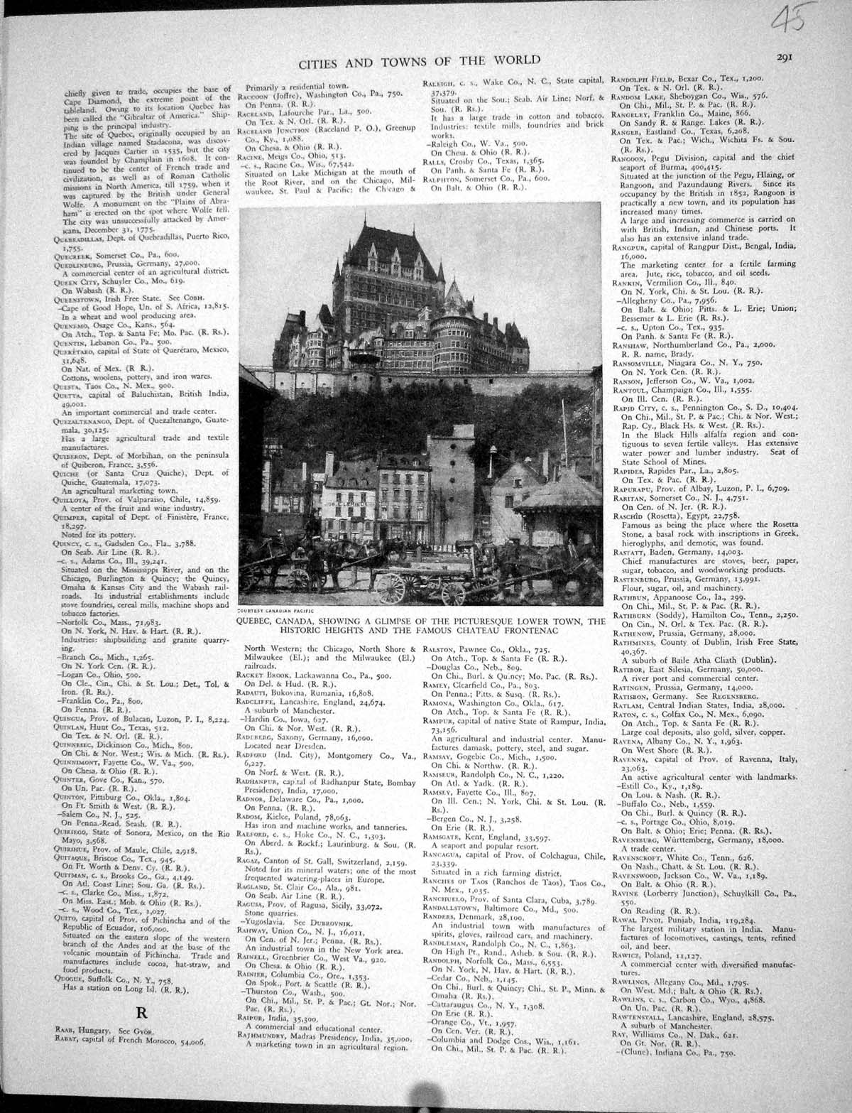 Antique Old Print Collier 1936 Quebec Canada Chateau Frontenac Architecture