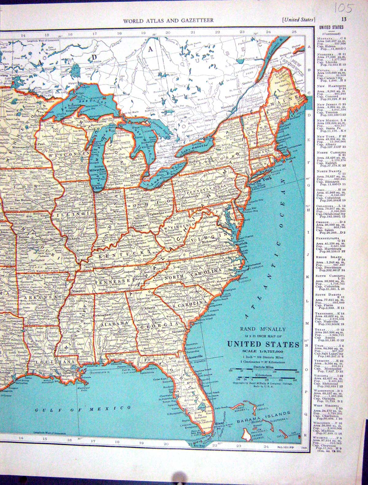 Antique Old Print Collier Map 1936 Rand Mcnally United States America Alabama