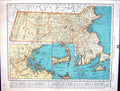 Antique Print Collier Map 1936 Rand Mcnally Massachusettes Michigan America