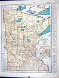 Antique Old Print Rand Mcnally Collier Map 1936 Minnesota America Mississippi