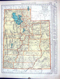Antique Print Collier Map 1936 Rand Mcnally Utah America Vermont Washington