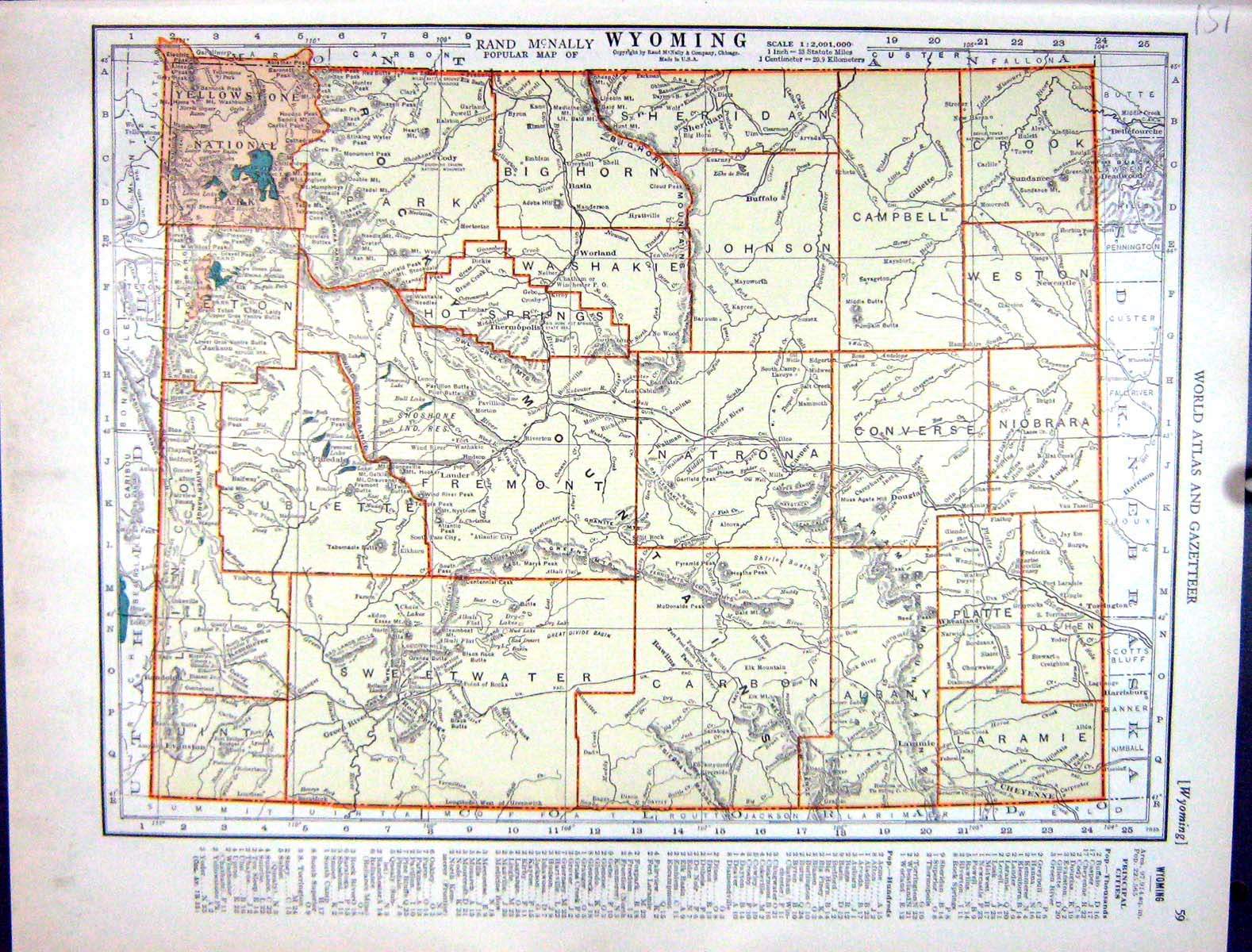 Old Print Collier Map 1936 Rand Mcnally Wyoming America Alaska Bering Sea 20th