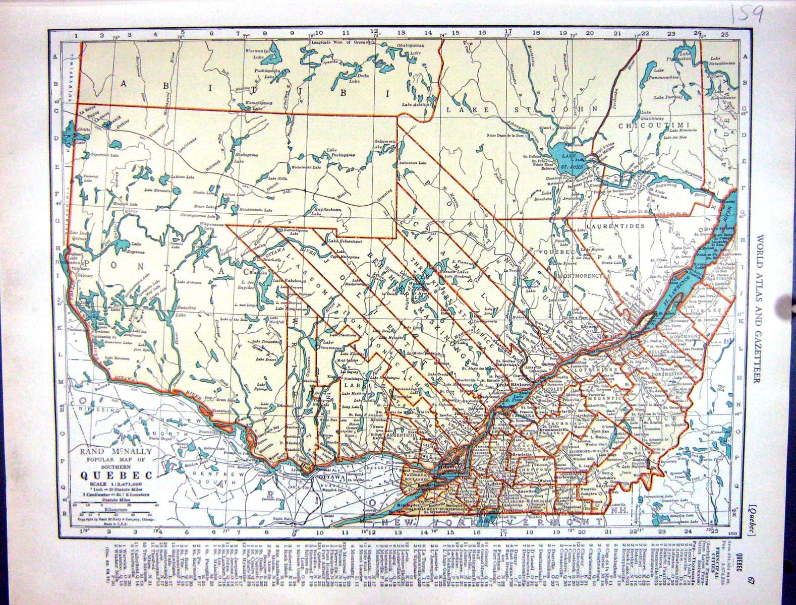 Old Collier Map 1936 Rand Mcnally Quebec Canada Ontario Lake Superior 20th