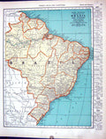 Antique Print Rand Mcnally Brazil Guianas America Bolivia Collier Map 1936 20th