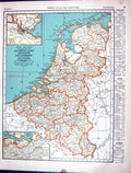 Old Collier Map 1936 Rand Mcnally Netherlands Belgium Luxembourg Fran 20th